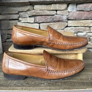 Johnson & Murphy Men's Carmel Lt Brown  Leather Penny Loafers Dress Shoes 10.5 M